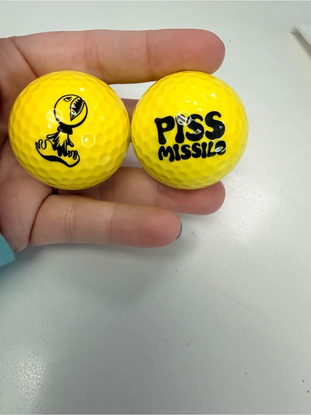 2 New Piss Missile Distance Golf Balls - Yellow Novelty/Meme Balls
